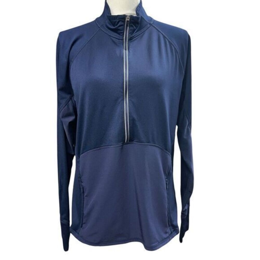 Athleta Women's Size XL ‎ 1/2 Zip Blue Pullover Athletic Jacket Zip Pockets